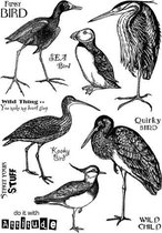 Stempels | Set van 14 Siliconen Stempels Funky Birds | Herbruikbaar