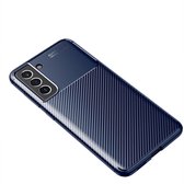 ShieldCase telefoonhoesje geschikt voor Samsung galaxy s21 fe carbon hoesje - blauw