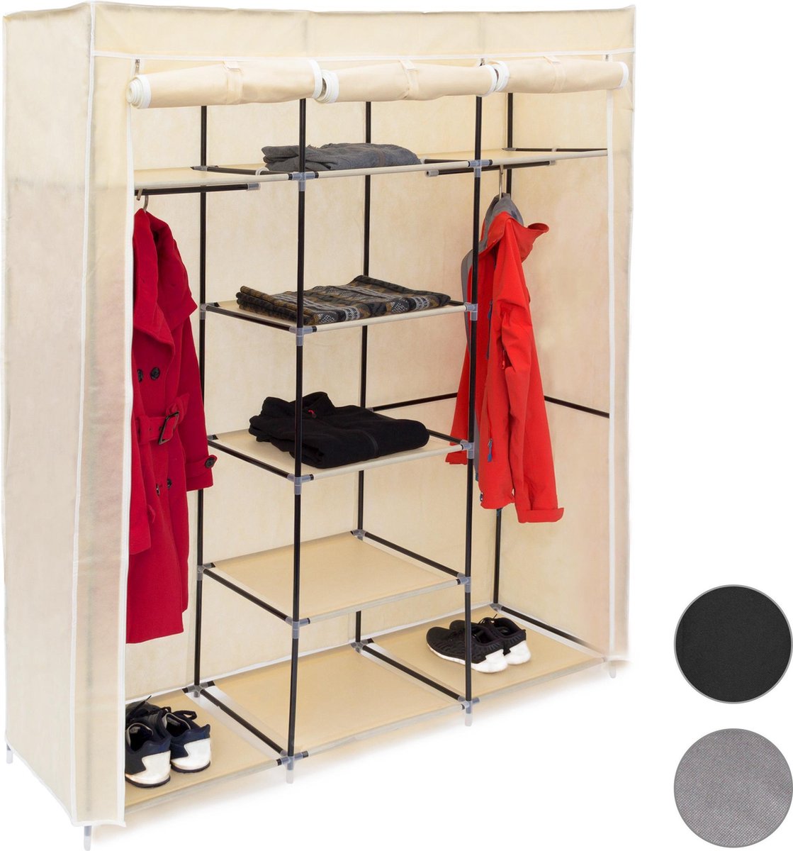 relaxdays 1x tissu d'armoire armoire 9 étagères en tissu armoire