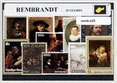 Rembrandt van Rijn – Luxe postzegel pakket (A6 formaat) : collectie van 25 verschillende postzegels van Rembrandt van Rijn – kan als ansichtkaart in een A6 envelop - authentiek cad