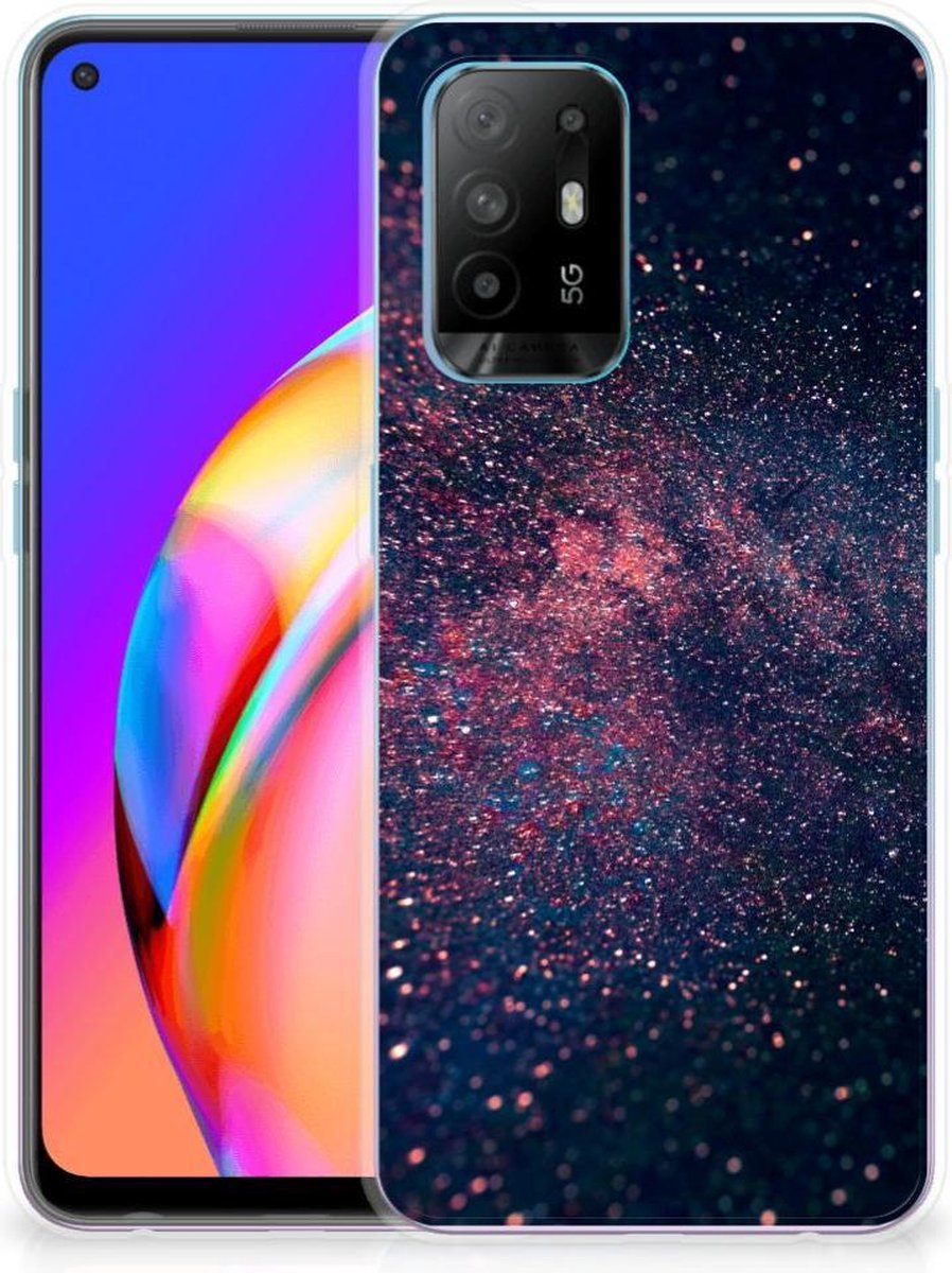 PEIYE Cover Per Oppo A94 5G / Reno 5Z 5G, Custodia In Vetro Temperato 9H E TPU, Protezione Posteriore Colorata