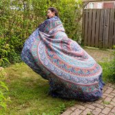 Sankalpa® katoen Mandala wandkleed tapestry "Autumn" – Bedsprei – Strandlaken - Picknickkleed - 225x200cm - Blauw