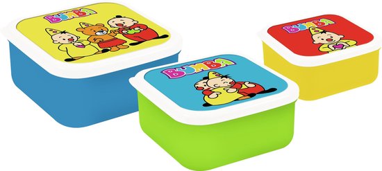 Bumba lunchbox - 3 bewaardozen - blauw / groen / geel | bol.com