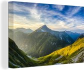 Canvas Schilderij Tirol - Berg - Zonsopgang - 120x80 cm - Wanddecoratie