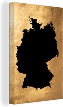 Canvas Schilderij Kaart Europa - Duitsland - Zwart - 80x120 cm - Wanddecoratie