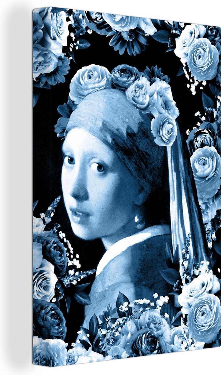 Canvas Schilderij Meisje met de parel Johannes Vermeer Delfts blauw 120x180 cm Canvas Schilderij Meisje met de parel Johannes Vermeer Delfts blauw 120x180 cm