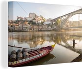 Canvas Schilderij Boot - Portugal - Water - 90x60 cm - Wanddecoratie