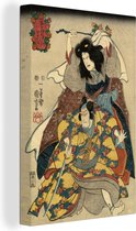 Canvas Schilderij Illustratie - Vechtkunst - Japan - 20x30 cm - Wanddecoratie