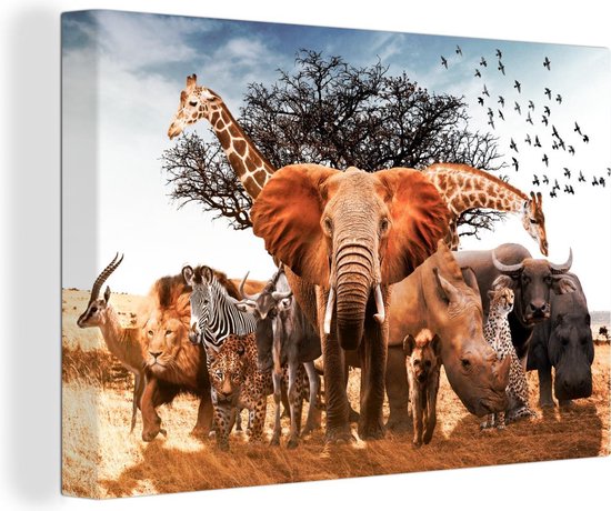 Safari Dieren Posters Set van 6 - Leeuw, Cheetah, Olifant, Zebra, Neushoorn, Giraffe - A4 Formaat (21x29.7cm) 200gr FSC Papier - Perfect voor Kinderkamer Decoratie