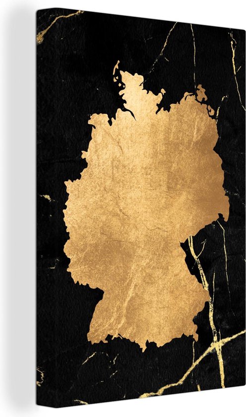 Canvas Schilderij Landkaart - Duitsland - Goud - 80x120 cm - Wanddecoratie