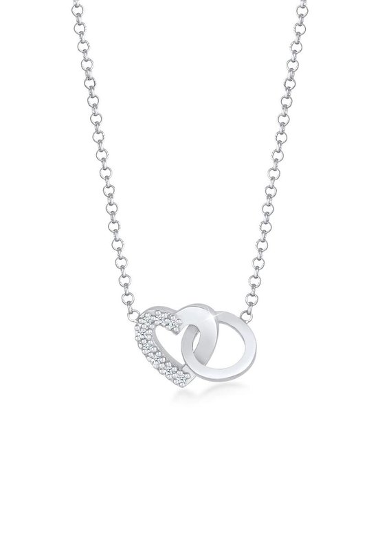 Elli PREMIUM Dames Halsketting Dameshart hanger liefde met diamant (0,04 ct.) in 925 Sterling Zilver