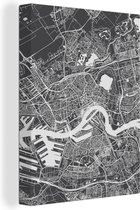 Tableau Peinture Carte - Rotterdam - Simple - Zwart - Wit - 30x40 cm - Décoration murale