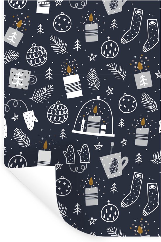 Stickers muraux - Motif - Noël - Bougies - 20x30 cm - Film Adhésif