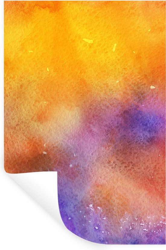 Stickers muraux - Aquarelle - Jaune - Violet - 20x30 cm - Feuille adhésive