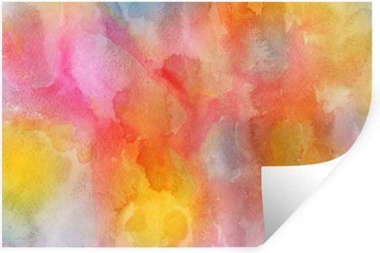 Muurstickers - Sticker Folie - Waterverf - Roze - Geel - Oranje - 30x20 cm - Plakfolie - Muurstickers Kinderkamer - Zelfklevend Behang - Zelfklevend behangpapier - Stickerfolie
