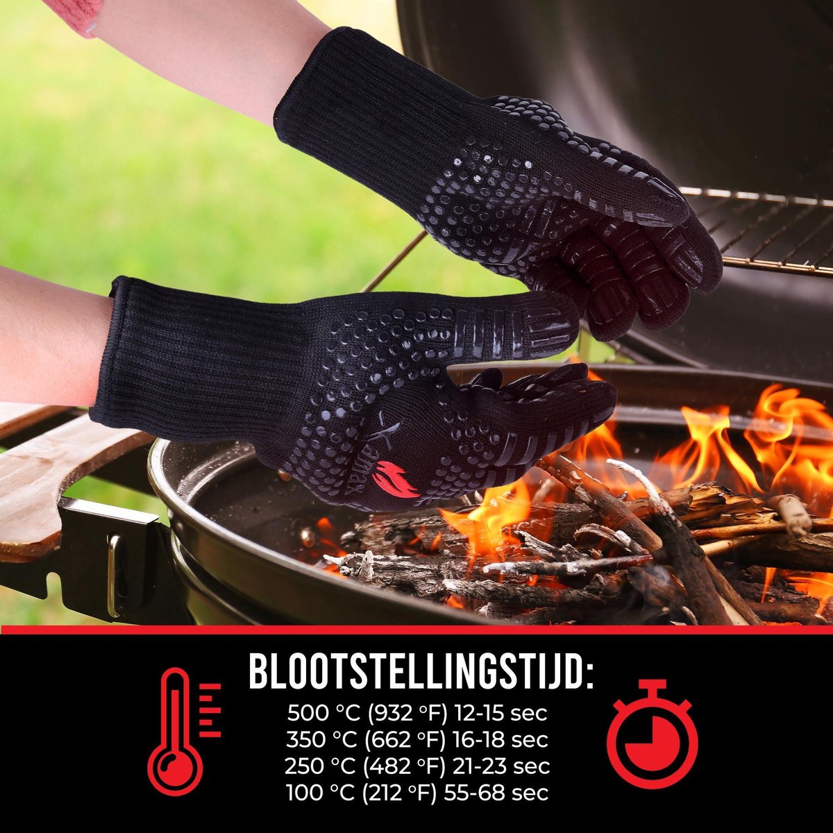 Gants de barbecue Gants de cuisson pour barbecue 500℃ F résistant à la  chaleur