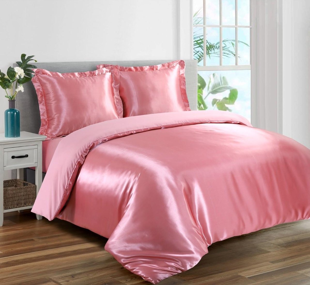 bol com beauty silk dekbedovertrek 140x200 220 glans satijn oud roze