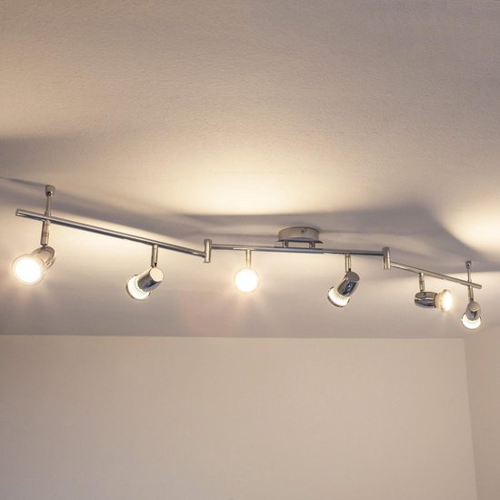 Lindby - plafondlamp - 6 lichts - Metaal - H: 15.5 cm - GU10 - chroom - Inclusief lichtbronnen