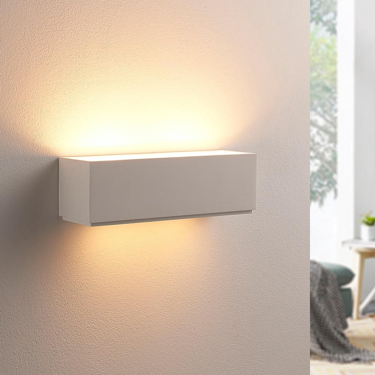 Lindby - wandlamp - 2lichts - Gips - H: 9 cm - G9 - wit