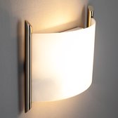 Lindby - wandlamp - 2 lichts - glas, metaal - H: 25 cm - E27 - wit gesatineerd, nikkel gesatineerd