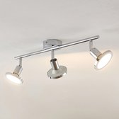 Lindby - LED plafondlamp - 3 lichts - metaal - H: 15.6 cm - GU10 - chroom - A++ - Inclusief lichtbronnen