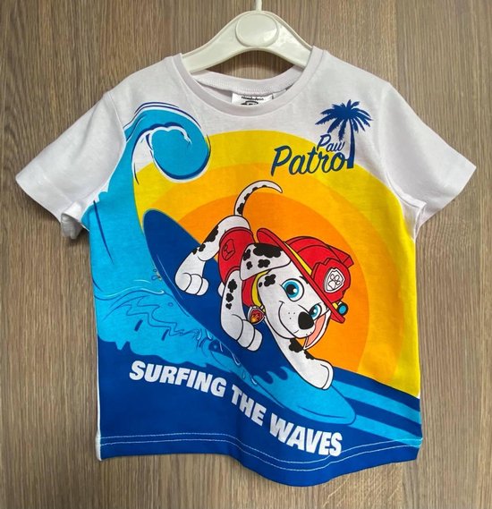 T-shirt Paw Patrol Nickelodeon Surfing The Waves. Taille 110 cm / 5 ans