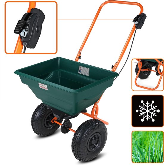 Gardebruk Strooiwagen 20L - Instelbaar Luchtband - Groen Oranje van Merkloos	 — afbeelding 5