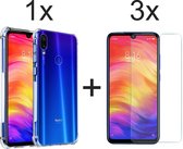 Xiaomi Redmi 7 hoesje shock proof case transparant hoesjes cover hoes - 3x Xiaomi Redmi 7 screenprotector