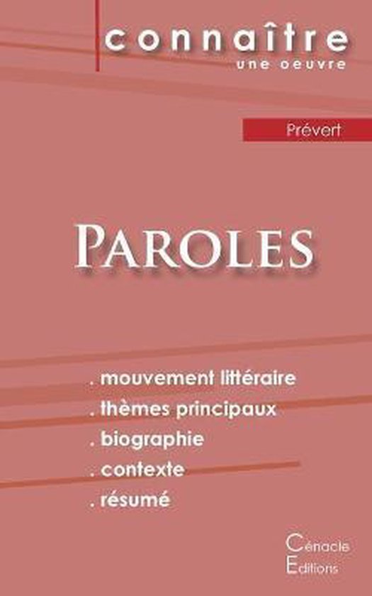 Fiche de lecture Paroles de Prévert (Analyse littéraire de ... - cover