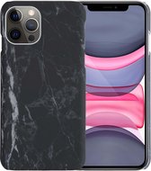 Hoesje Geschikt voor iPhone 11 Pro Max Hoesje Marmer Case Hard Cover - Hoes Geschikt voor iPhone 11 Pro Max Case Marmer Hoesje Backcover - Zwart