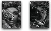 COMBI VOORDEELSET - Beauty met Panther - 80x120cm - Glasschilderij - Wanddecoratie & Schilderijen