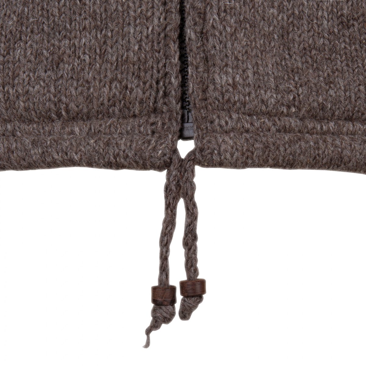Gebreid Wollen Heren/Uni Vest van Schapenwol met Nylon Windstopper binnenvoering en afneembare capuchon SHAKALOHA Breaker Lbrown