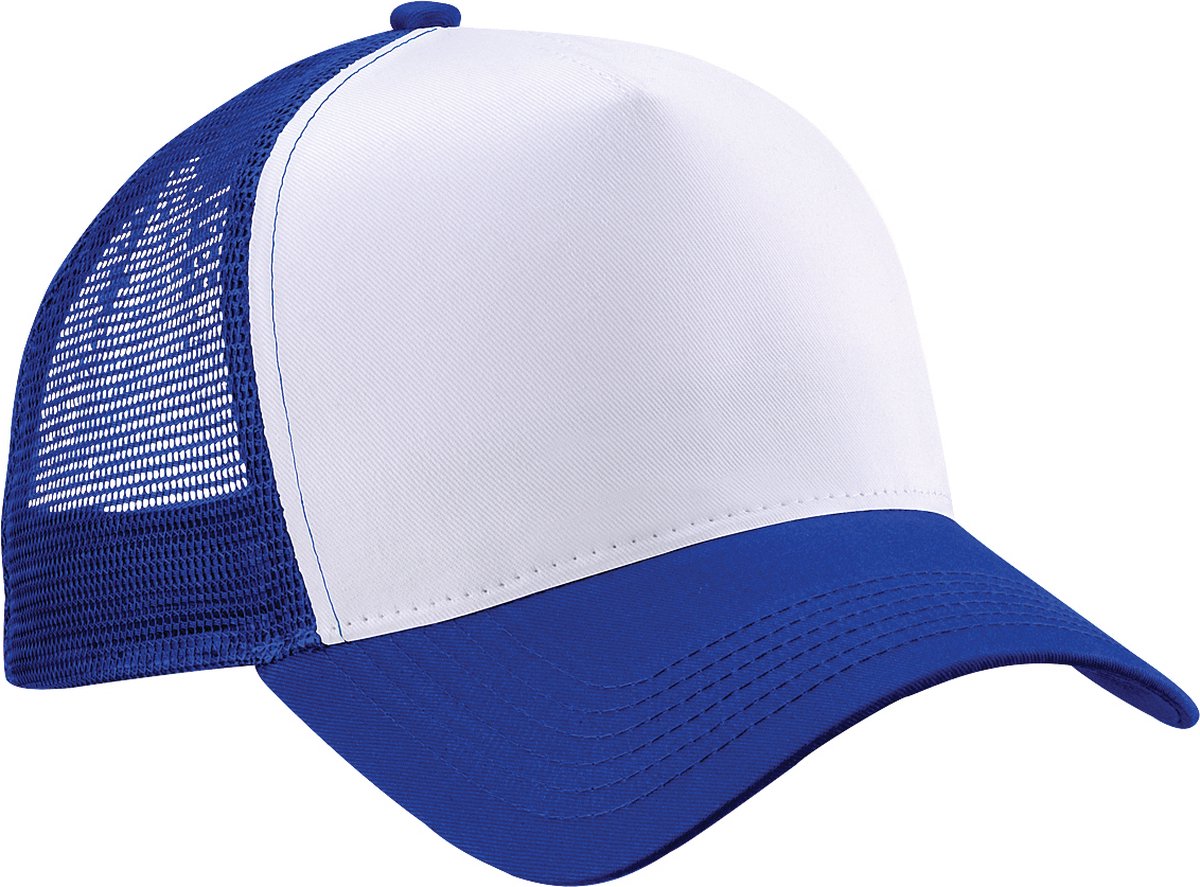 Beechfield Heren Half Mesh Trucker Cap / Hoofddeksel (2 stuks) (Helder Koninklijk/Wit)