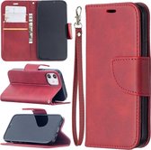 Apple iPhone 12 Mini hoesje - MobyDefend Wallet Book Case Met Koord - Rood - GSM Hoesje - Telefoonhoesje Geschikt Voor: Apple iPhone 12 Mini