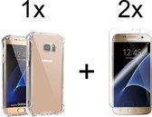 Samsung S7 Hoesje - Samsung Galaxy S7 hoesje transparant shock proof case hoes cover hoesjes - 2x samsung galaxy s7 screenprotector