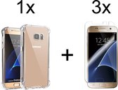 Samsung S7 Hoesje - Samsung Galaxy S7 hoesje transparant shock proof case hoes cover hoesjes - 3x samsung galaxy s7 screenprotector