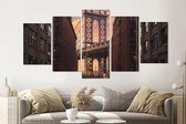 Schilderij -Manhattan Bridge, NYC ,   5 luik, 200x100cm, Premium print
