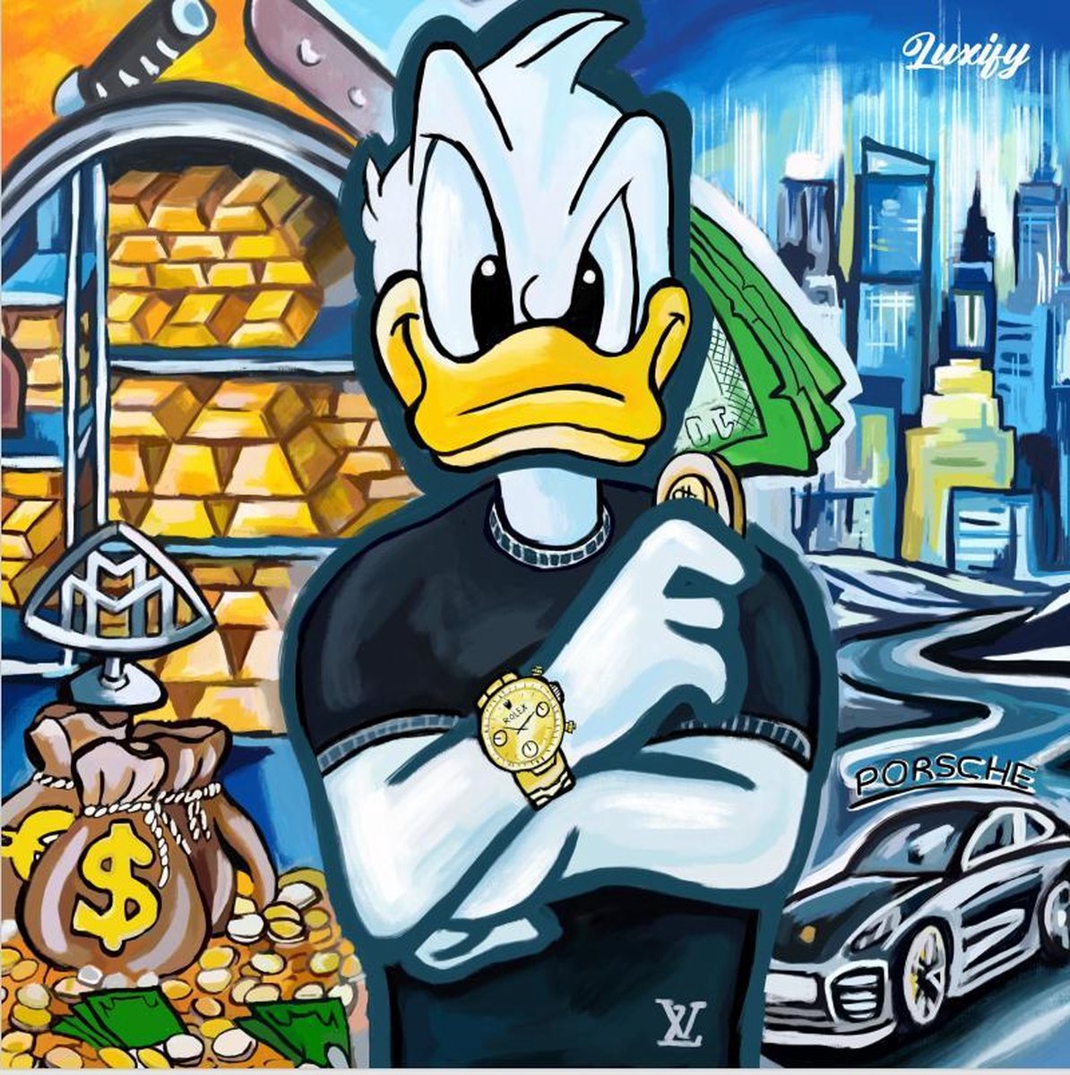 ✓ UNIQUE 1 sur 10 - Donald Duck - Oeuvre d'art sur toile 40x40 cm - grand -  Impression... | bol.com