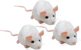 3x stuks pluche witte muis knaagdieren knuffel 30 cm - Muizen dieren knuffels - Speelgoed voor kinderen