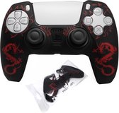 PS5 controller hoes grip Dragon - Zwart Rood - Playstation 5 silicone case - Laser engraved