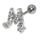 Helix- letter- M- strass-Piercing- Oorbel-Charme Bijoux