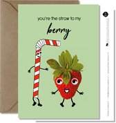 Tallies Cards - greeting  - wenskaarten - Berry - Fruit  - Set van 4 ansichtkaarten - valentijnskaart - valentijn  - moeder - mama - liefde - Inclusief kraft envelop - 100% Duurzaa