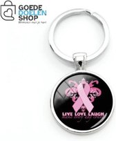 GoedeDoelen.Shop | Sleutelhanger Live, Love, Laugh | Hope | Cancer | Tashanger | Sleutelring | Ribbon