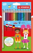 STABILO Color - Kleurpotlood - Intense Kleuren En Makkelijke Kleurafgifte - Etui Met 18 Kleuren