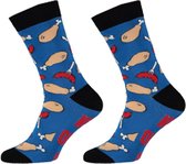 Grappige sokken - Funny socks - Sokken heren - Vaderdag kados - Cadeau voor man - Barbecue kip - Maat 40/46 - 1 paar
