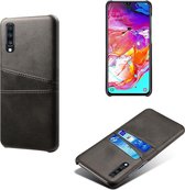 Samsung Galaxy A70 Telefoonhoesje | PU Leren Back Cover | Pasjeshouder | Zwart