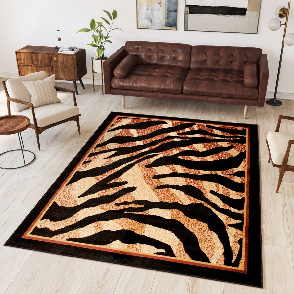 Tapiso Atlas PP Vloerkleed Bruin Zwart Woonkamer Tapijt Maat- 160x230