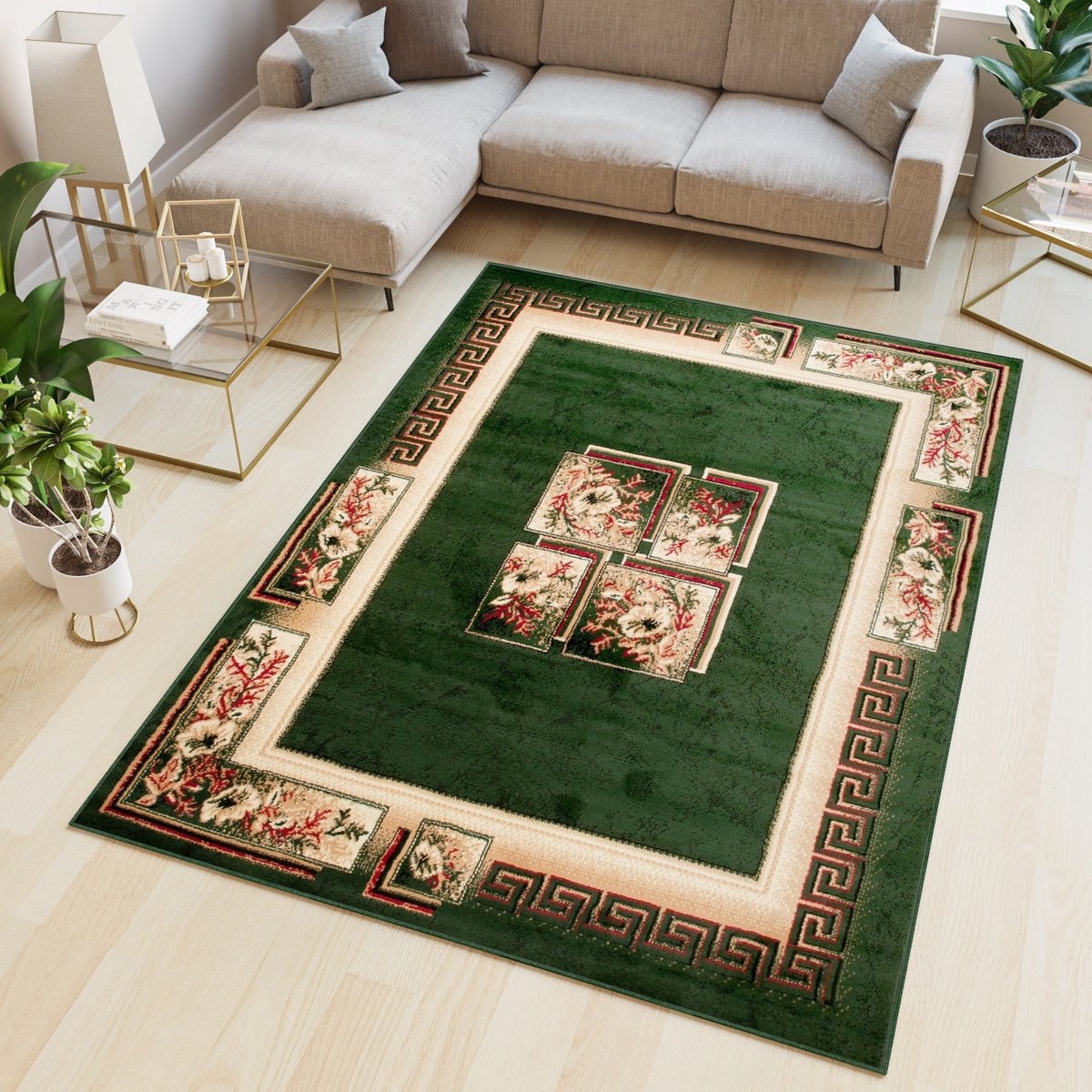 Tapiso Atlas PP Vloerkleed Groen Klassiek Woonkamer Tapijt Maat- 180x250