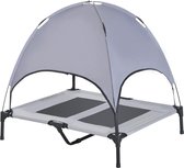 Chaise longue pour Chiens avec toit ouvrant - Brancard pour chien avec tente solaire - Chiens - Grijs- noir - L92 x L76 x H90 cm