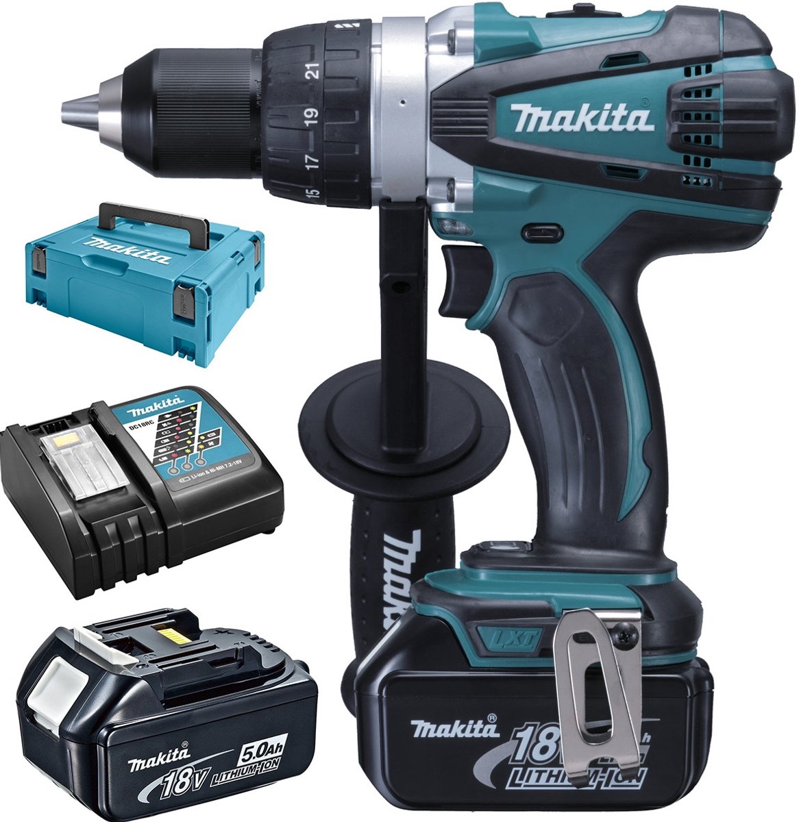 Makita DDF458RTJ 18V Li-Ion accu boor-/schroefmachine set (2x 5.0Ah accu) in Mbox